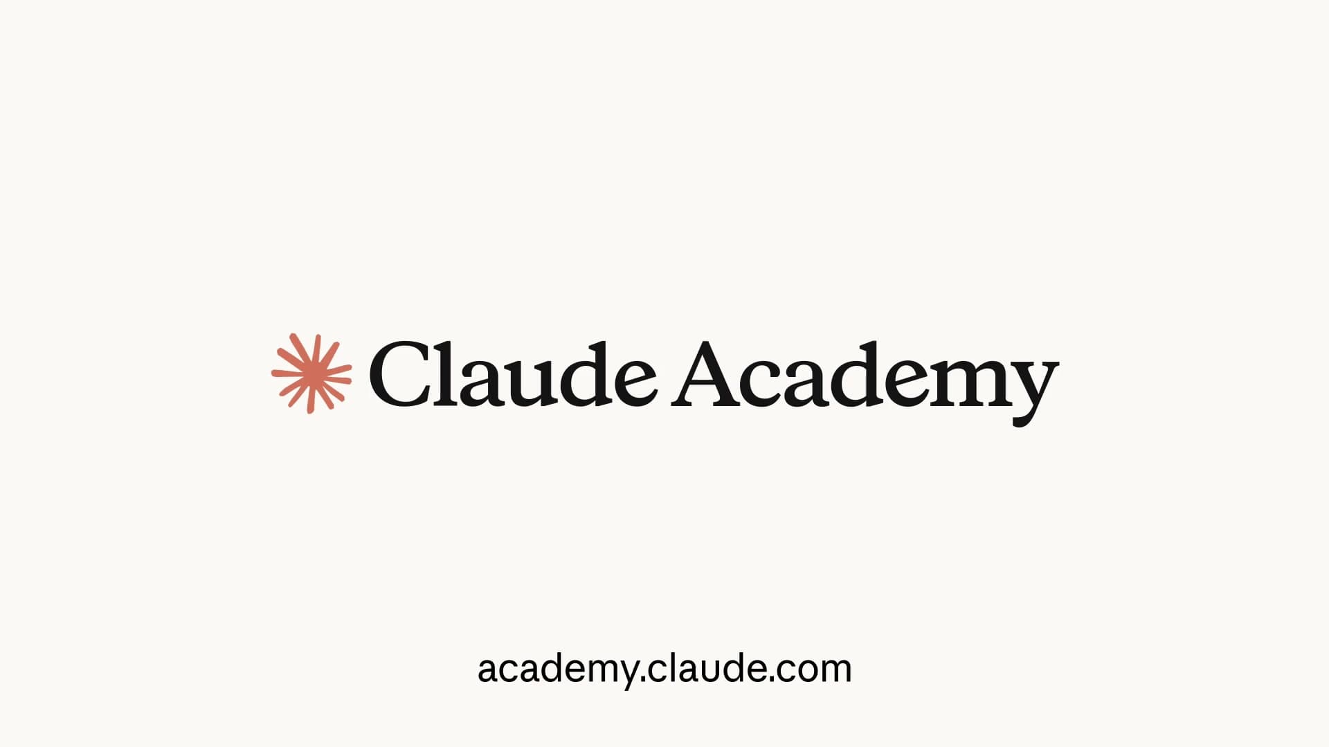 מסך פתיחה של Claude Academy עם לוגו Claude והכתובת academy.claude.com